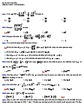 Đề kiểm tra Toán 12 (chương 2)